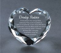 Kryształowe Podziękowanie dla Rodziców Serce JL1193-SUPER DUŻE z przykładowym tekstem